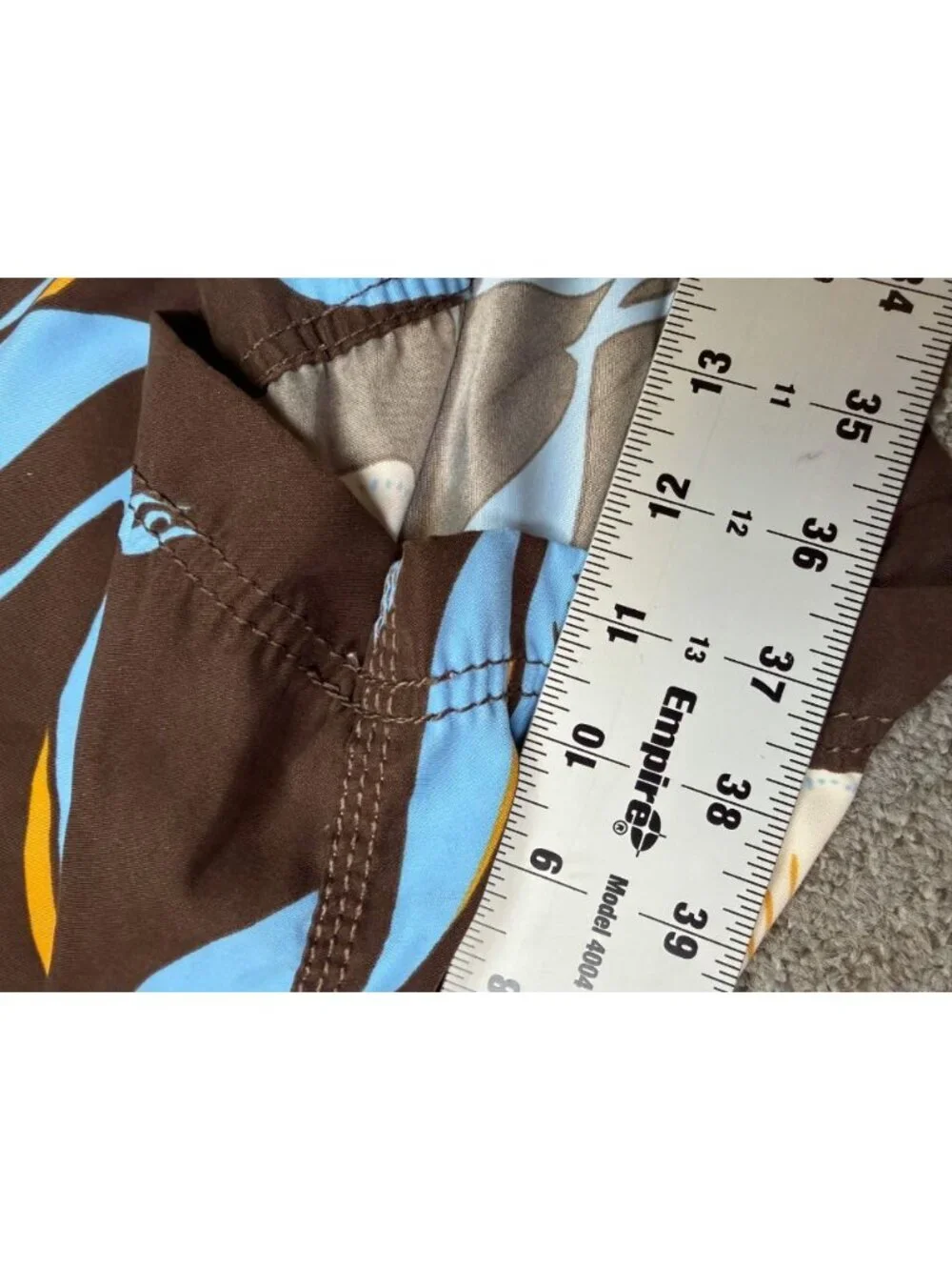 Y2K Billabong Floral Board Shorts Size 38 Brown Blue Hawaiian Surf Swim Trunks